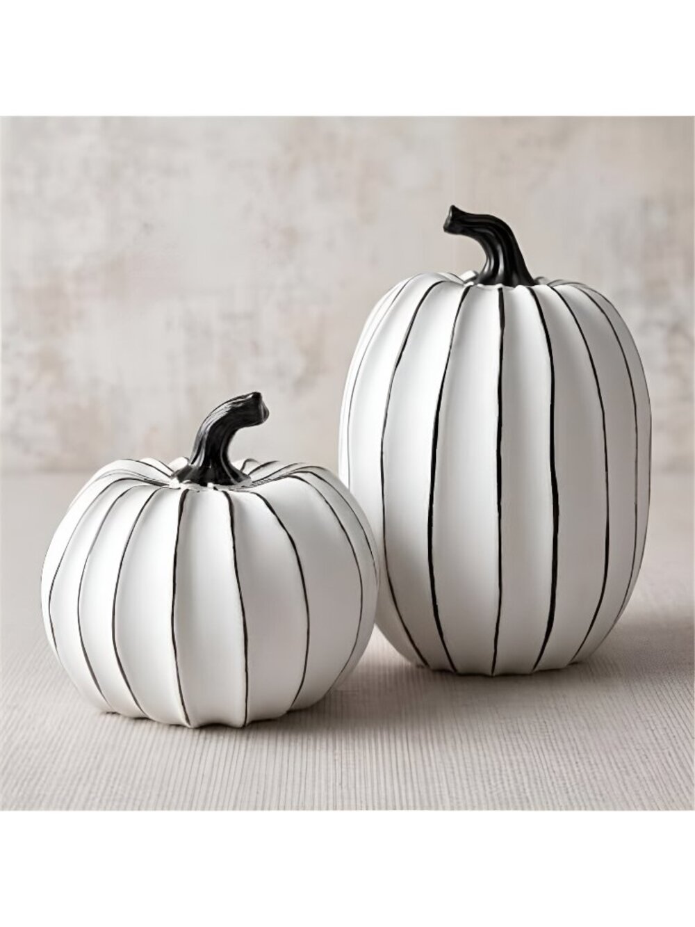 White and Black Halloween Pumpkin Decor, Small Resin Pumpkin Set